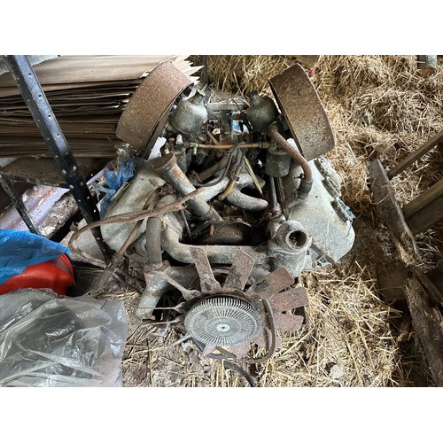 10 - A V8 engine, probably for a Daimler V8 250, condition unknown, barn stored