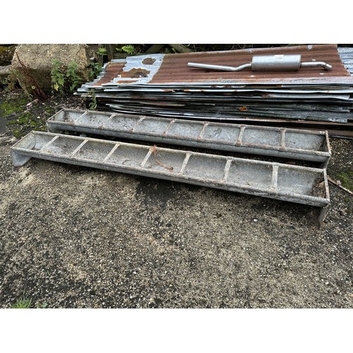 30 - A pair of galvanised metal feeders