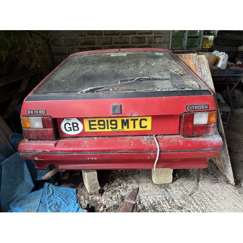 91 - 1988 Citroen BX19 RDRegistration number E919 MTCRedOwned since 1993Barn stored for several yearsWith... 