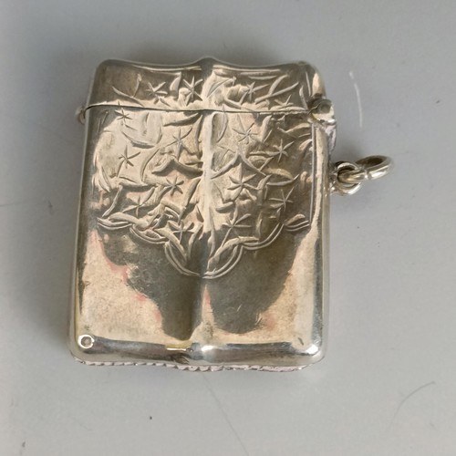 243 - A silver vesta case, with engraved decoration, Birmingham 1901