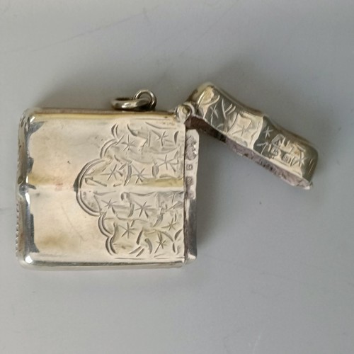 243 - A silver vesta case, with engraved decoration, Birmingham 1901