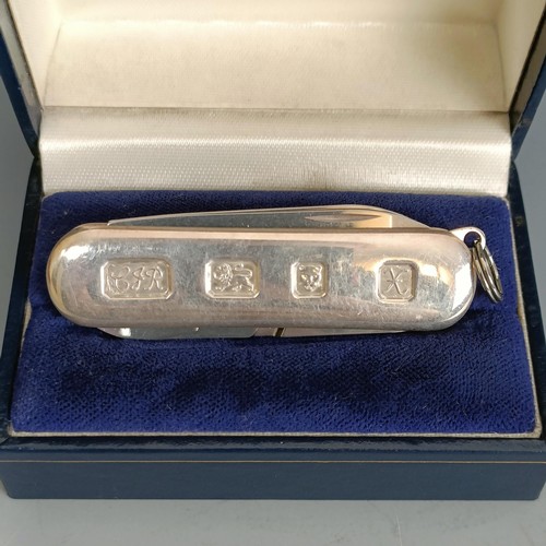 266 - A silver and stainless steel penknife, London 1997, cased