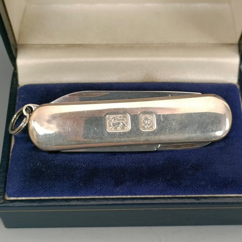 266 - A silver and stainless steel penknife, London 1997, cased