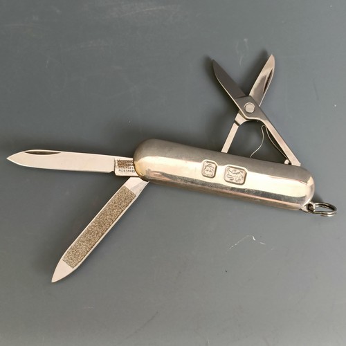 266 - A silver and stainless steel penknife, London 1997, cased