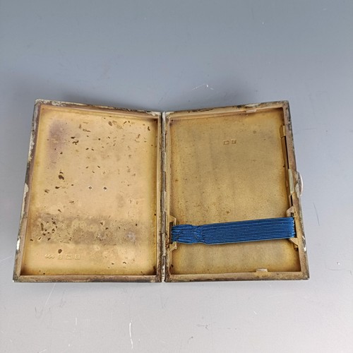 274 - A silver and enamel cigarette case, with the Royal Navy crest, Birmingham 1929