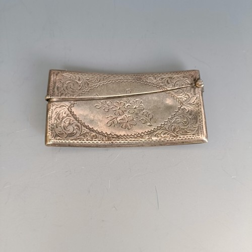 280 - A silver visiting card case, with engraved decoration, Birmingham 1908, 1.1 ozt