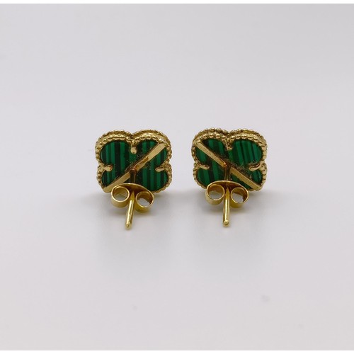 509 - A pair of 18ct gold and malachite stud earrings