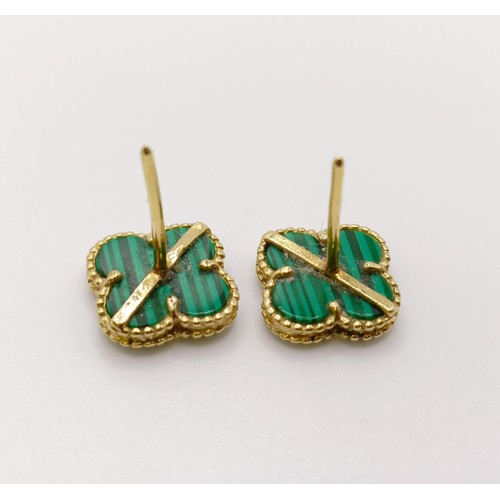 509 - A pair of 18ct gold and malachite stud earrings