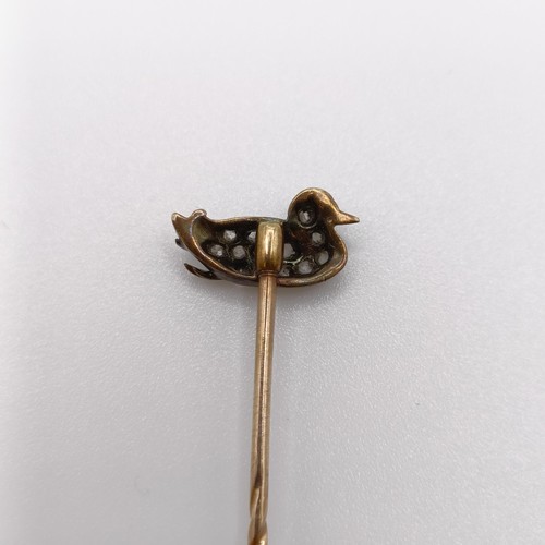 523 - A late 19th/early 20th century stick pin, in the form of a duck