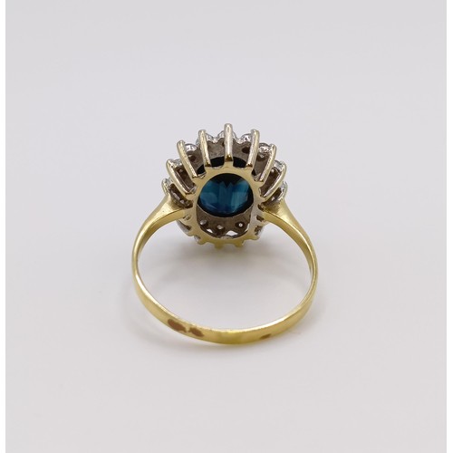 531 - An 18ct gold, diamond and sapphire ring, ring size M