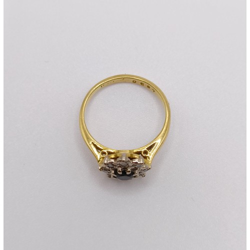 533 - An 18ct gold, diamond and sapphire ring, ring size I