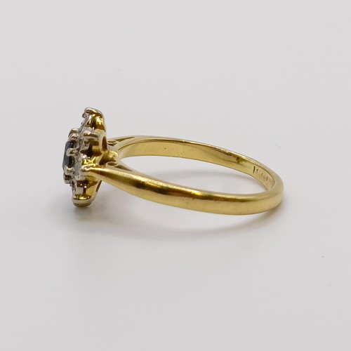 533 - An 18ct gold, diamond and sapphire ring, ring size I