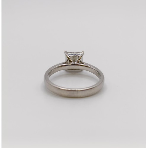 587 - A lab grown princess cut solitaire diamond ring, approx. 2ct, with a copy of the certificate