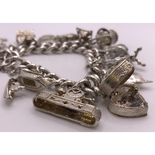 591 - A silver charm bracelet