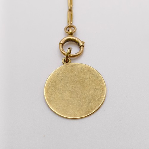 600 - An 18ct white and yellow gold chain, with a yellow metal pendant, all in 13.7 g