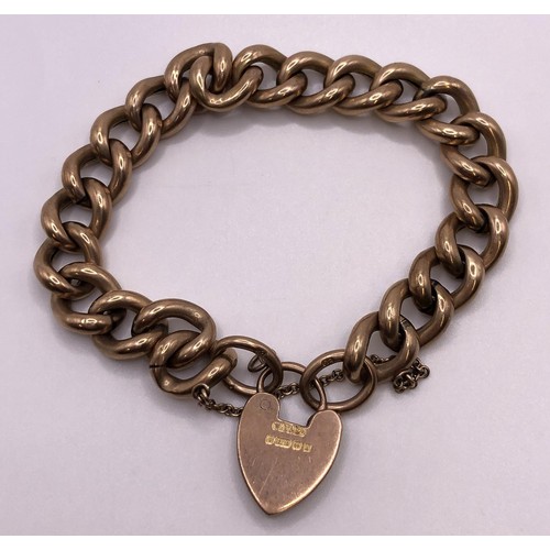 609 - A 9ct gold bracelet, with a heart shaped padlock clasp, 22.6 g