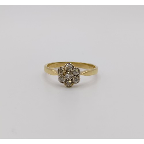 614 - A Victorian 18ct gold and diamond cluster ring, ring size L