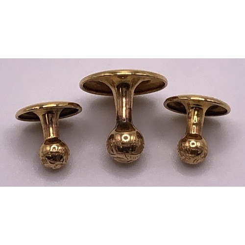 627 - A set of three 9ct gold dress studs, 1.9 g, cased