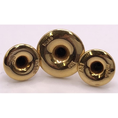 627 - A set of three 9ct gold dress studs, 1.9 g, cased