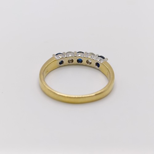 629 - An 18ct gold, diamond and sapphire five stone ring, ring size Q