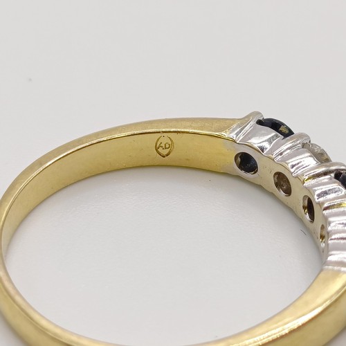 629 - An 18ct gold, diamond and sapphire five stone ring, ring size Q