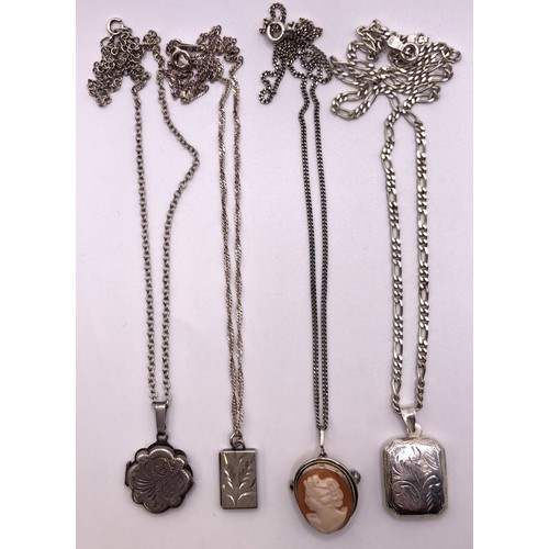 634 - A silver pendant on a chain, and other silver jewellery (4)