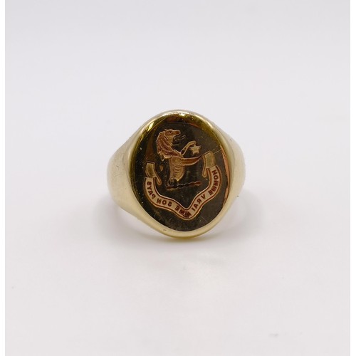 650 - A 9ct gold signet ring, ring size I, 8.1 g