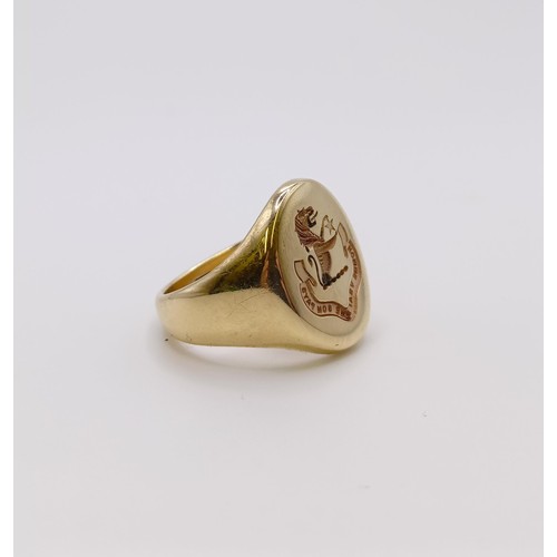 650 - A 9ct gold signet ring, ring size I, 8.1 g