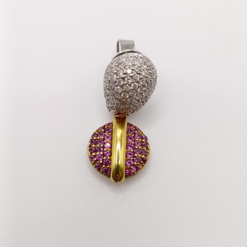 677 - A pair of 18ct gold, diamond and coloured stone earrings