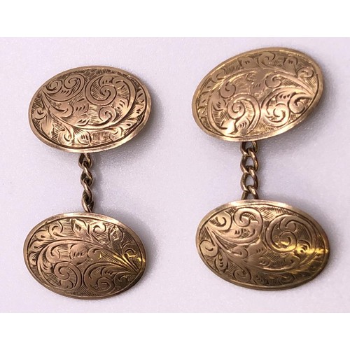 680 - A pair of 9ct gold oval cufflinks, 4 g, cased