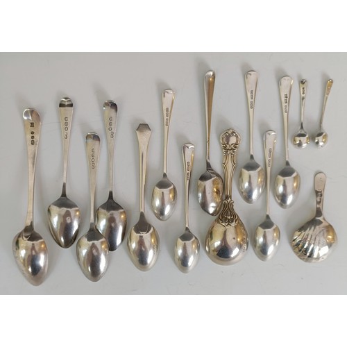 57 - Assorted tea and other spoons, various dates and makers, 6.5 ozt