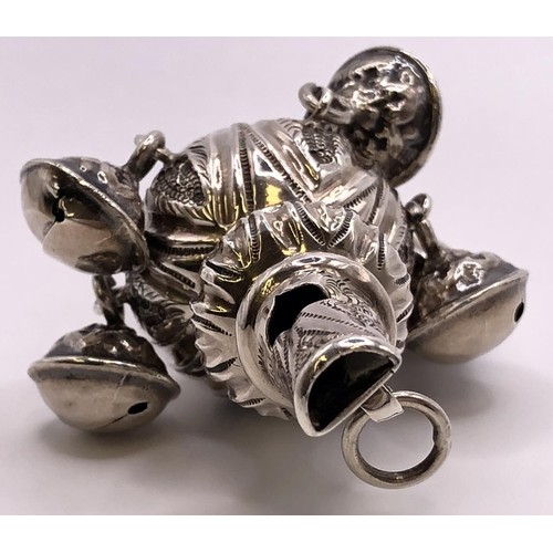 289 - A late 19th/early 20th century silver coloured metal baby's whistle/rattle