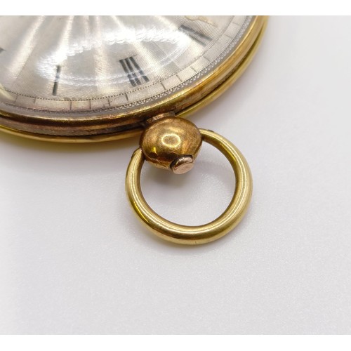 772 - An open face pocket watch, in a yellow metal case