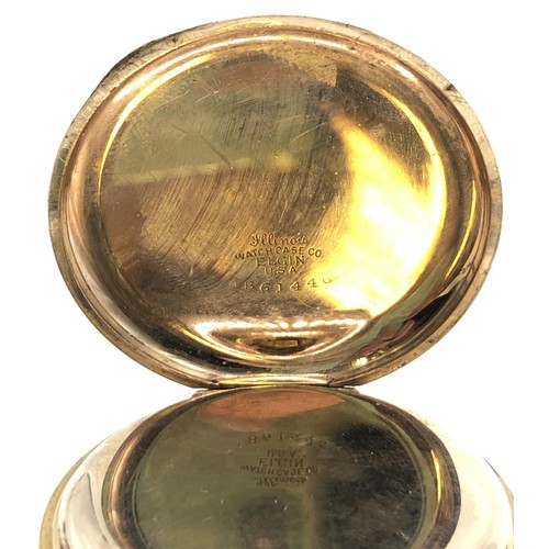 777 - A gold plated full hunter pocket watch, with a gold plated Albert