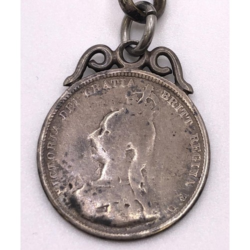 789 - A silver plated open face pocket watch, with a silver Albert and charm