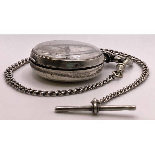 791 - A 19th century silver open face pocket watch, by W Hanson, with a silver Albert