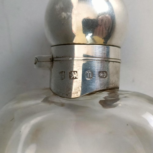 301 - A late Victorian silver and glass hip flask, initialled, Birmingham 1894, 15 cm high