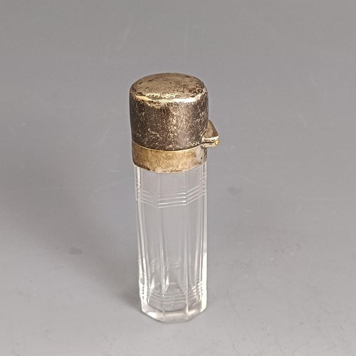 308 - A silver and glass scent bottle, with a stopper, Birmingham 1938, 7.5 cm