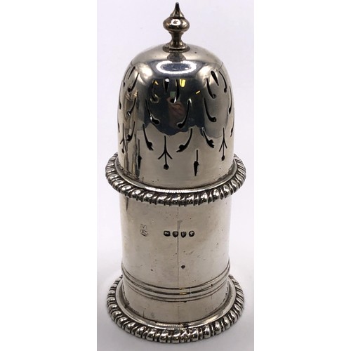 155 - A Victorian silver pepperette, in the form of an Adams style urn, Sheffield 1882, 8.5 cm high, anoth... 