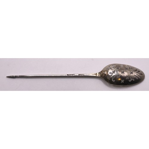 148 - An 18th century silver mote spoon, Marmaduke Dainty, London, circa 1750