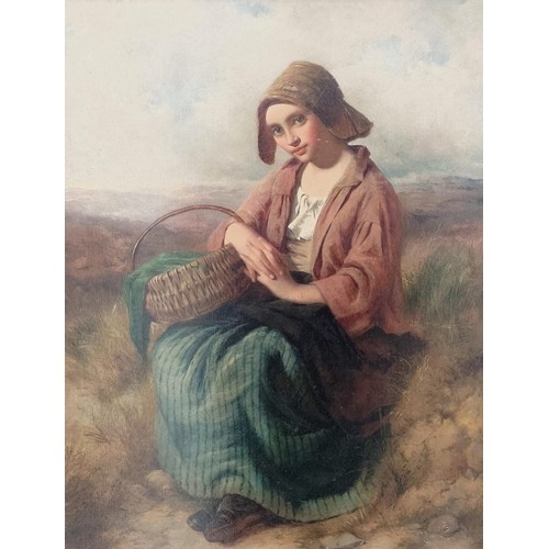 625 - Attributed to Isaac Henzell, portrait of a peasant holding a basket, oil on canvas, 60 x 46 cm