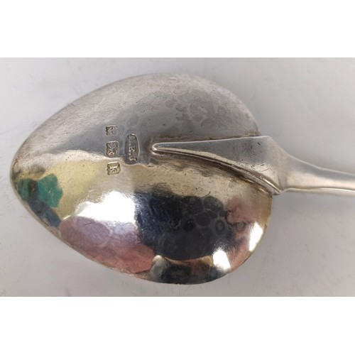 44 - An Arts & Crafts silver spoon, with a heart shaped hammered bowl, A E Jones, Birmingham 1909, 1.... 