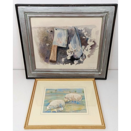 1184 - D De Groot, Contemplation, watercolour, signed, 59 x 42 cm, artist label verso, Yvonne Hacker, a but... 