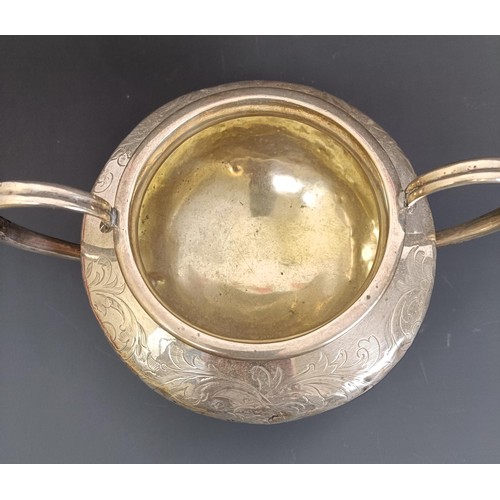 357 - An early Victorian silver two handle sugar bowl, and a matching cream jug, London 1839, 17.7 ozt  (2... 