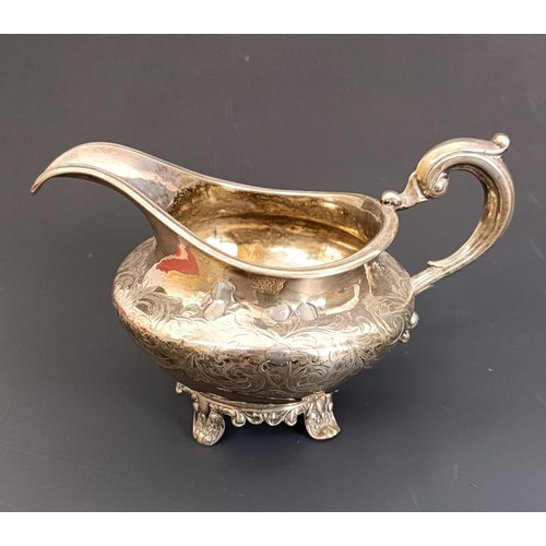 357 - An early Victorian silver two handle sugar bowl, and a matching cream jug, London 1839, 17.7 ozt  (2... 