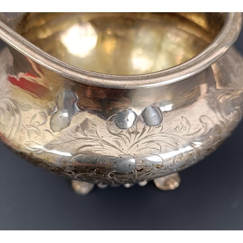 357 - An early Victorian silver two handle sugar bowl, and a matching cream jug, London 1839, 17.7 ozt  (2... 