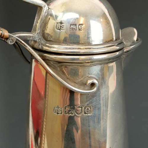 365 - An Arts & Crafts silver hot water jug, of tapering cylindrical form, initialled, London 1900, 19... 