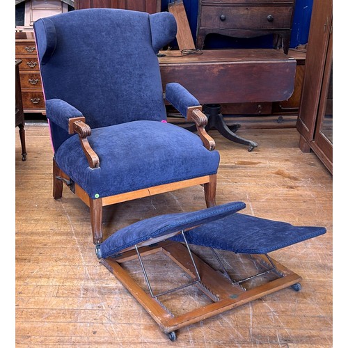 1314 - ***Regretfully Withdrawn***A Continental adjustable mahogany armchair, and a matching stool, a Conti... 