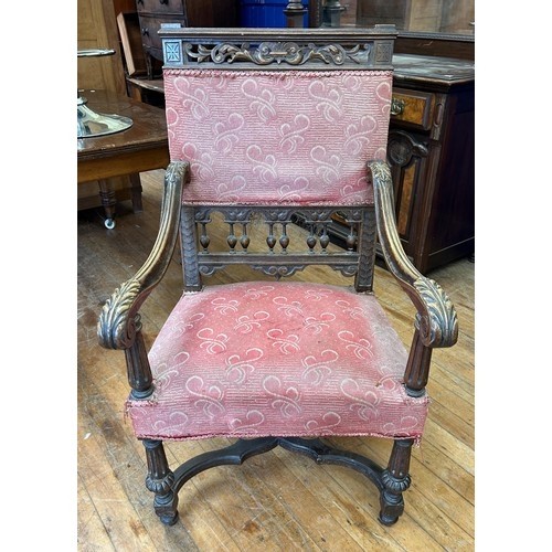 1314 - ***Regretfully Withdrawn***A Continental adjustable mahogany armchair, and a matching stool, a Conti... 