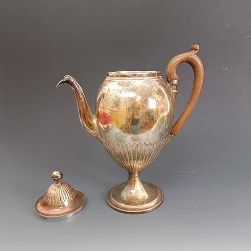 403 - A 19th century silver plated coffee pot, of ovoid form, 28 cm high